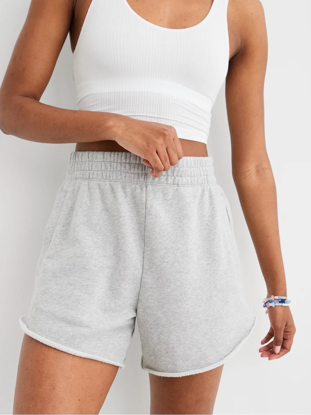 Aerie Light Gray On My Way High Waisted Lounge Shorts
